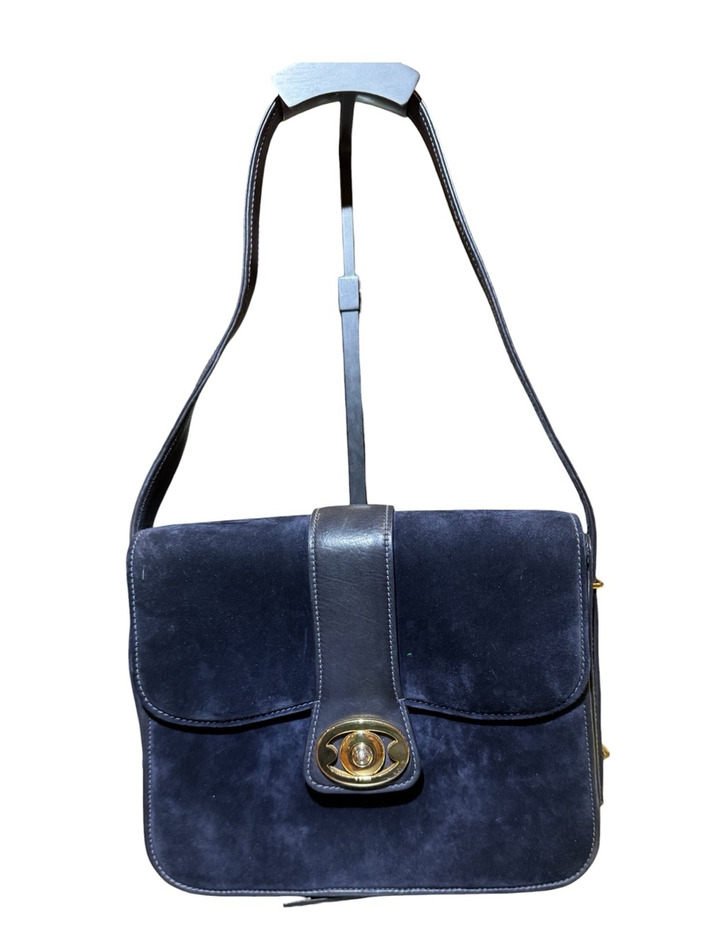 Gucci Navy Suede & Leather Vintage 1973 Blondie Shoulder Bag Auth Auth